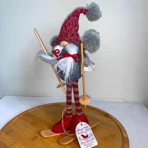 Sleigh Hill Trading Company Skiing Gnome Figure Approx 14” in height